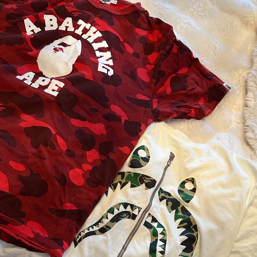 A Bathing Ape Red & Camo T-Shirt Bundle